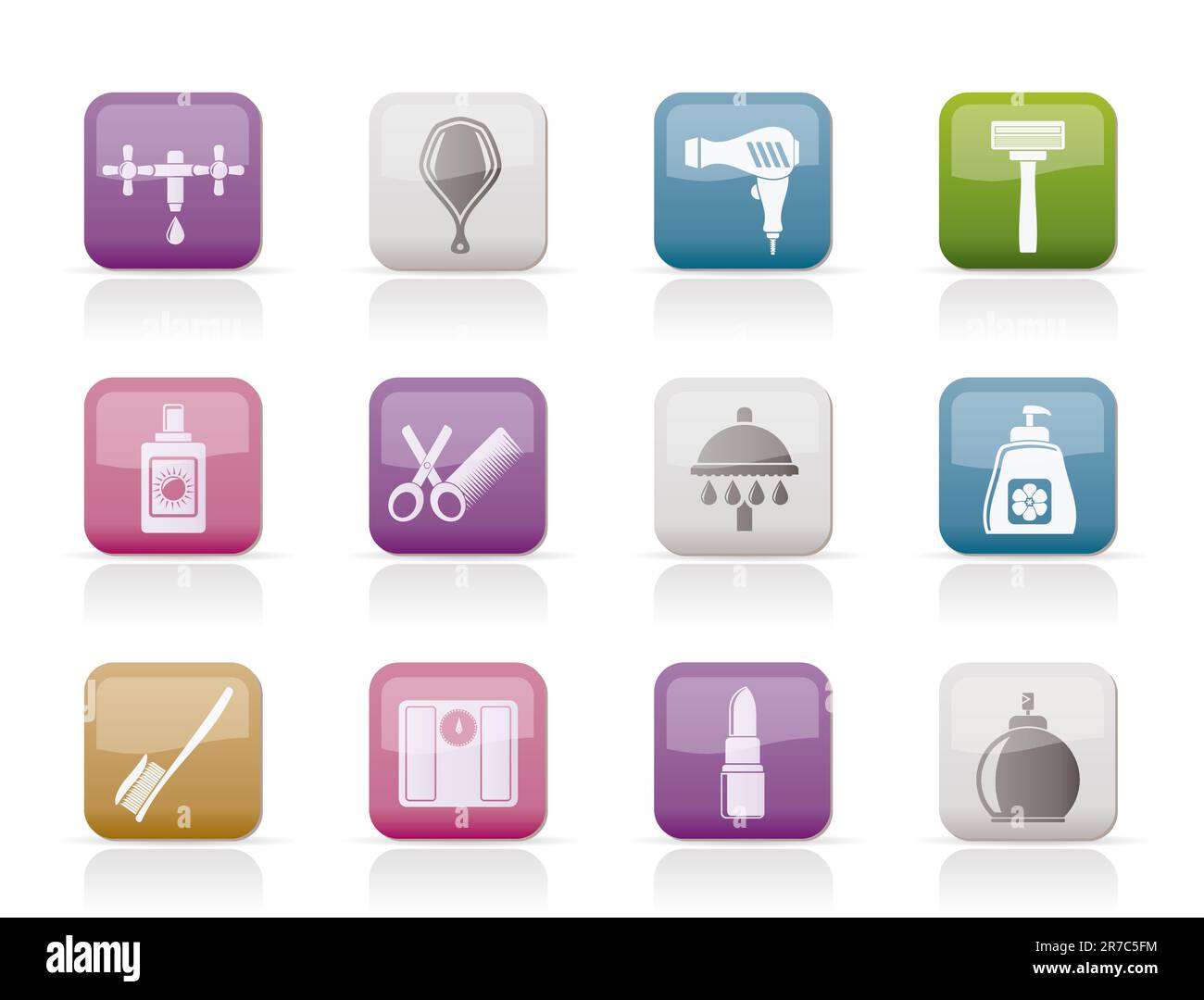 Personal care and cosmetics  icons - vector icon set Stock Vector
