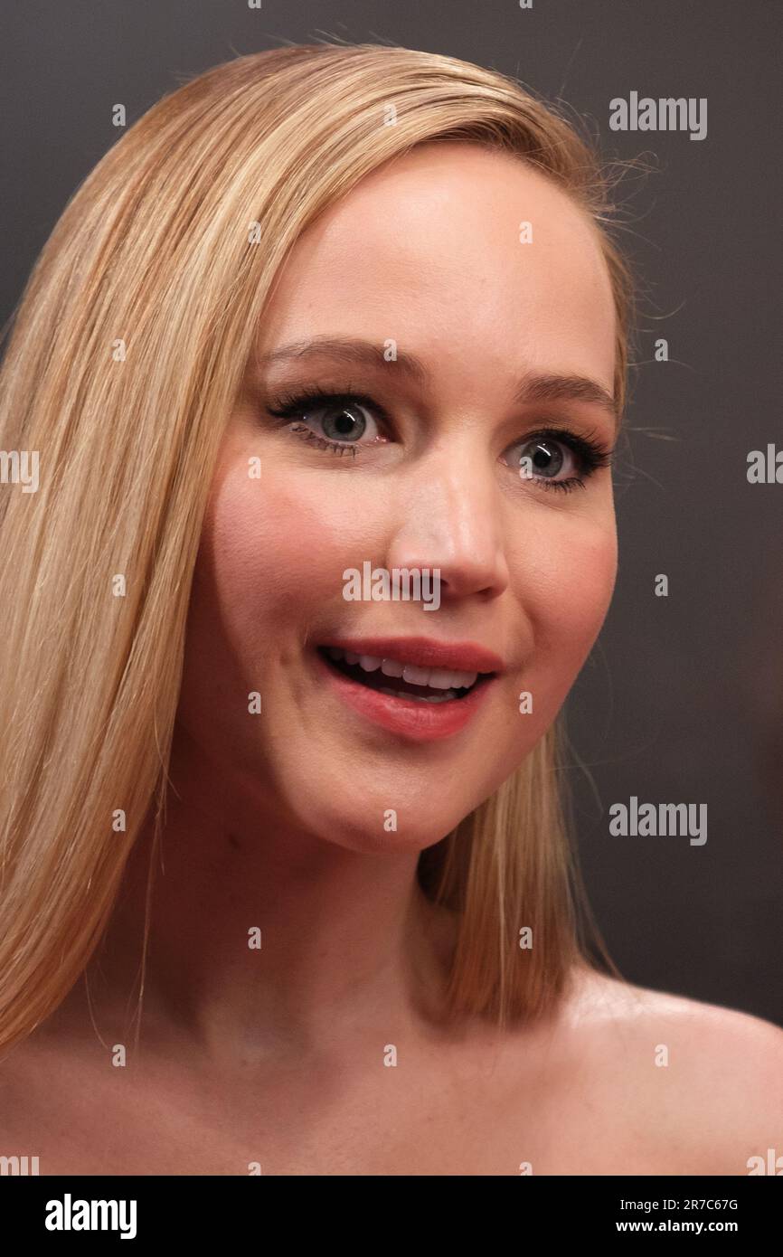 US actress Jennifer Lawrence attends the premiere of 'Sin Malos Rollos' at Alcalá 516 on June 14, 2023 in Madrid, Spain. Stock Photo