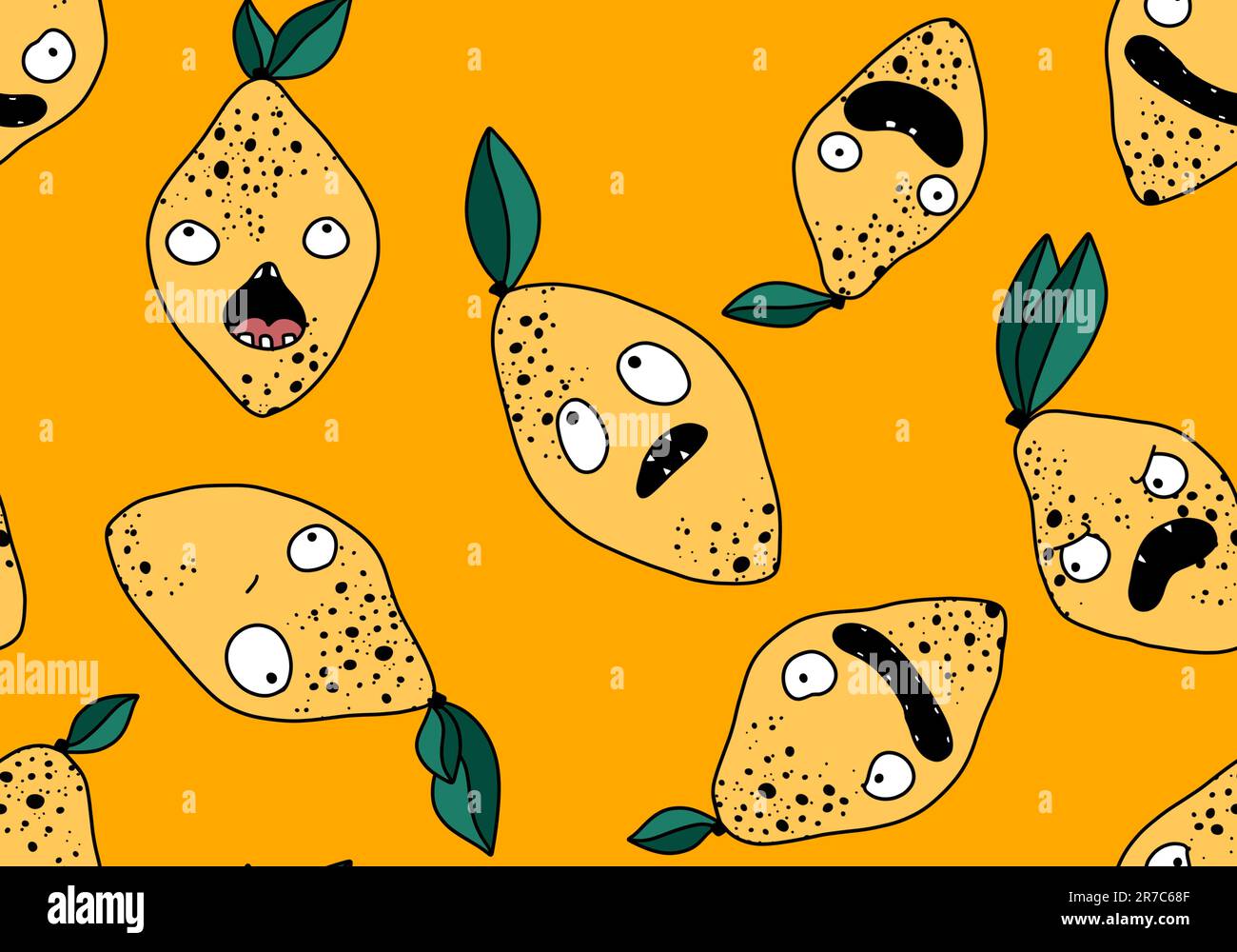 Summer cartoon fruit seamless monster lemon pattern for wrapping paper ...