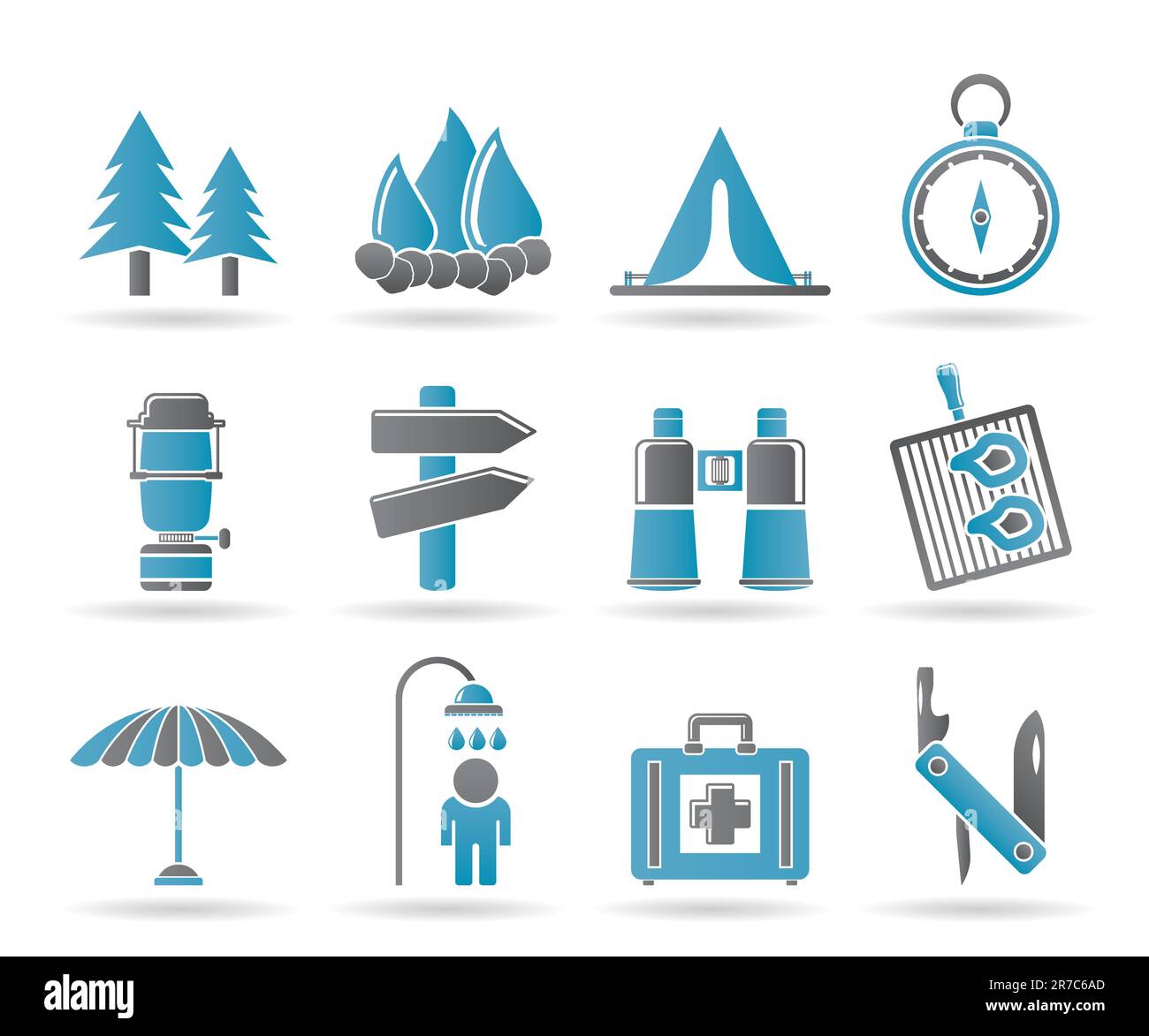 Camping, travel and Tourism icons - vector icon set Stock Vector Image ...