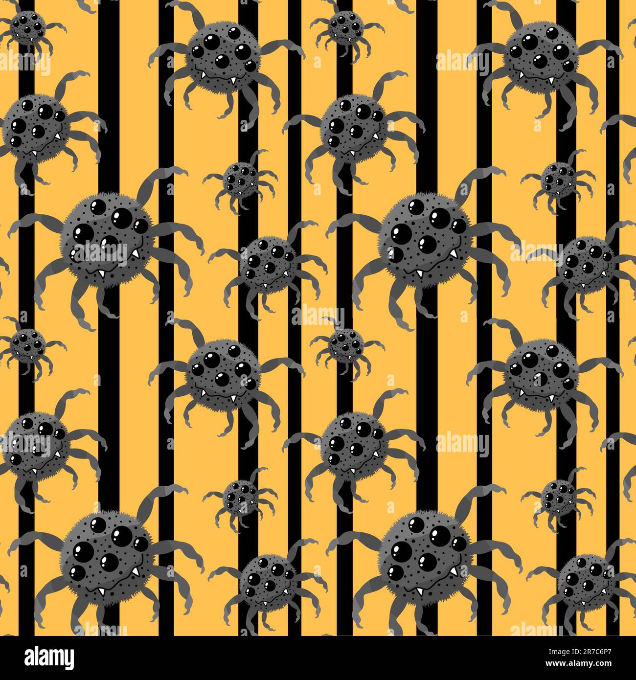 Cartoon monsters seamless Halloween spider pattern for wallpaper and ...