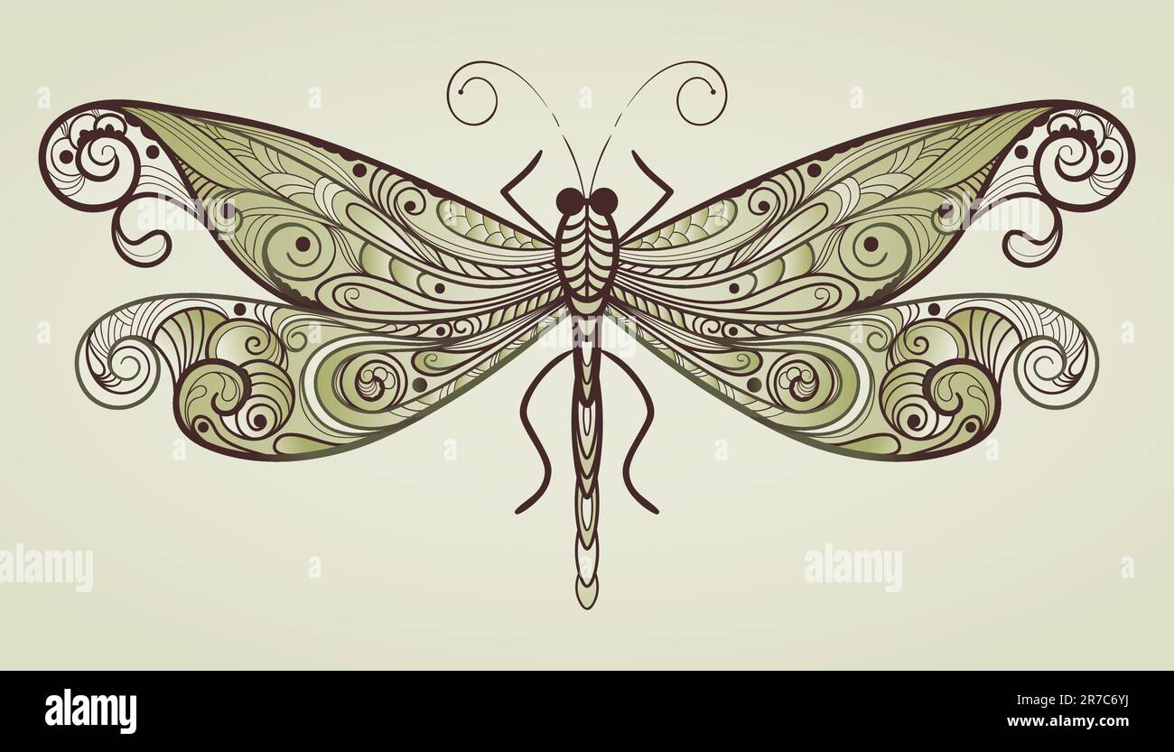 vector dragonfly with unique pattern Stock Vector