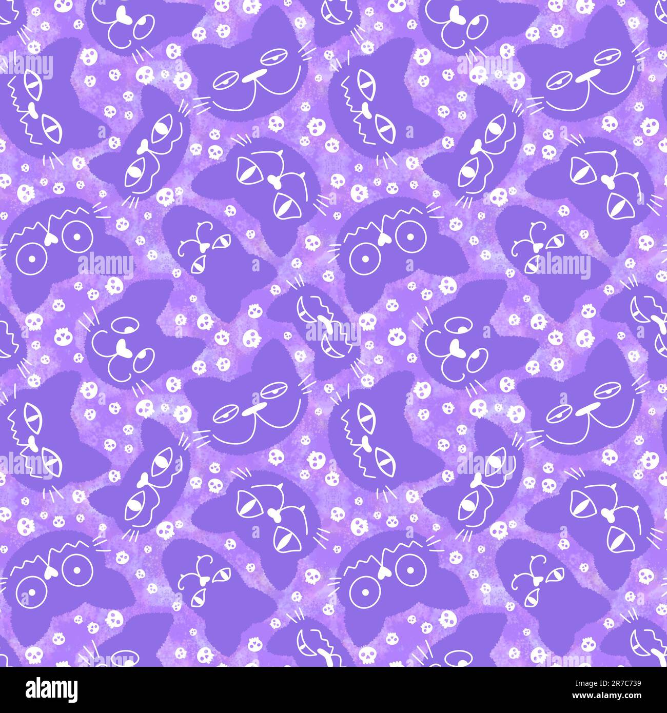 Cartoon animals seamless Halloween cat pattern for wrapping paper and ...