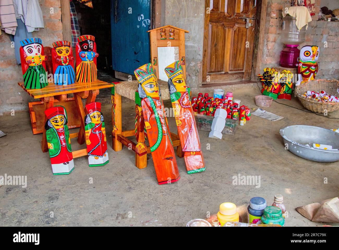 image of wooden doll making process and finished product Stock Photo Alamy