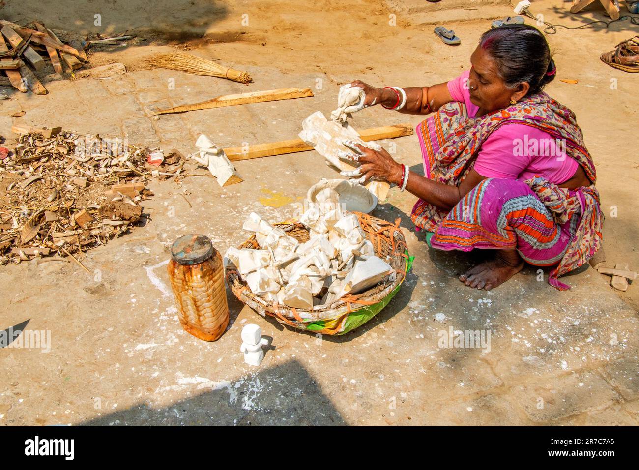 image of wooden doll making process and finished product Stock Photo Alamy