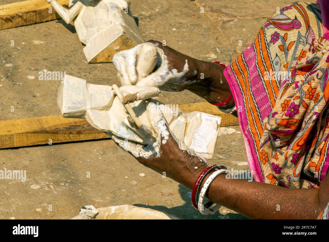 image of wooden doll making process and finished product Stock Photo Alamy