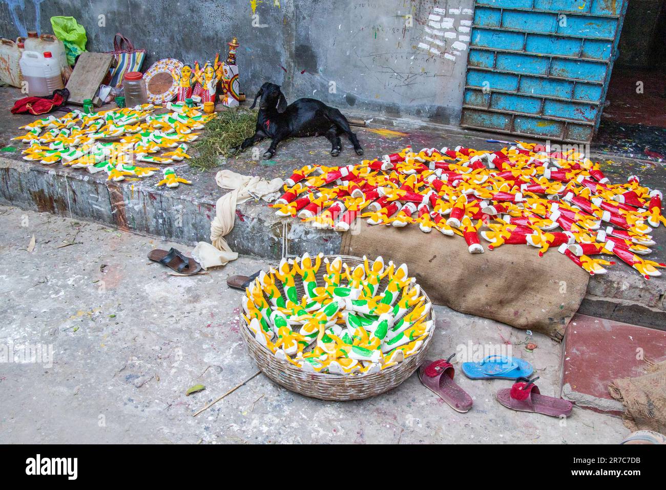 image of wooden doll making process and finished product Stock Photo Alamy