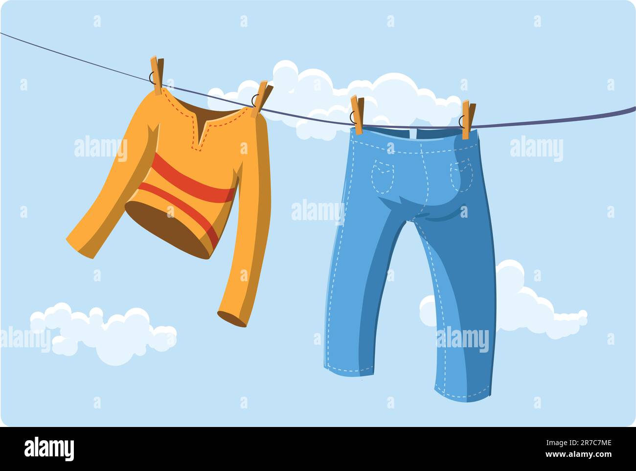 Illustration of clothes drying Stock Vector