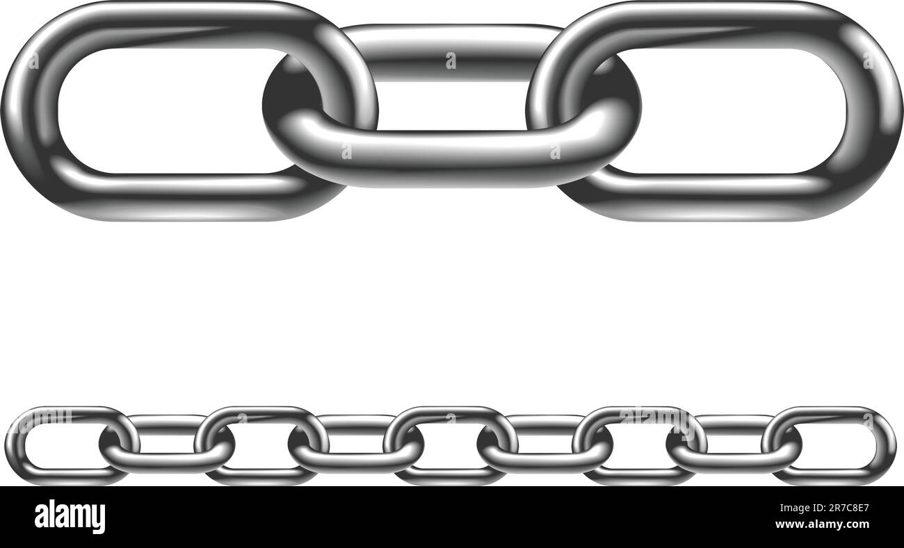 Metal chain links. In vector version image arranged in layers to make it easier to extend to desired length. Stock Vector