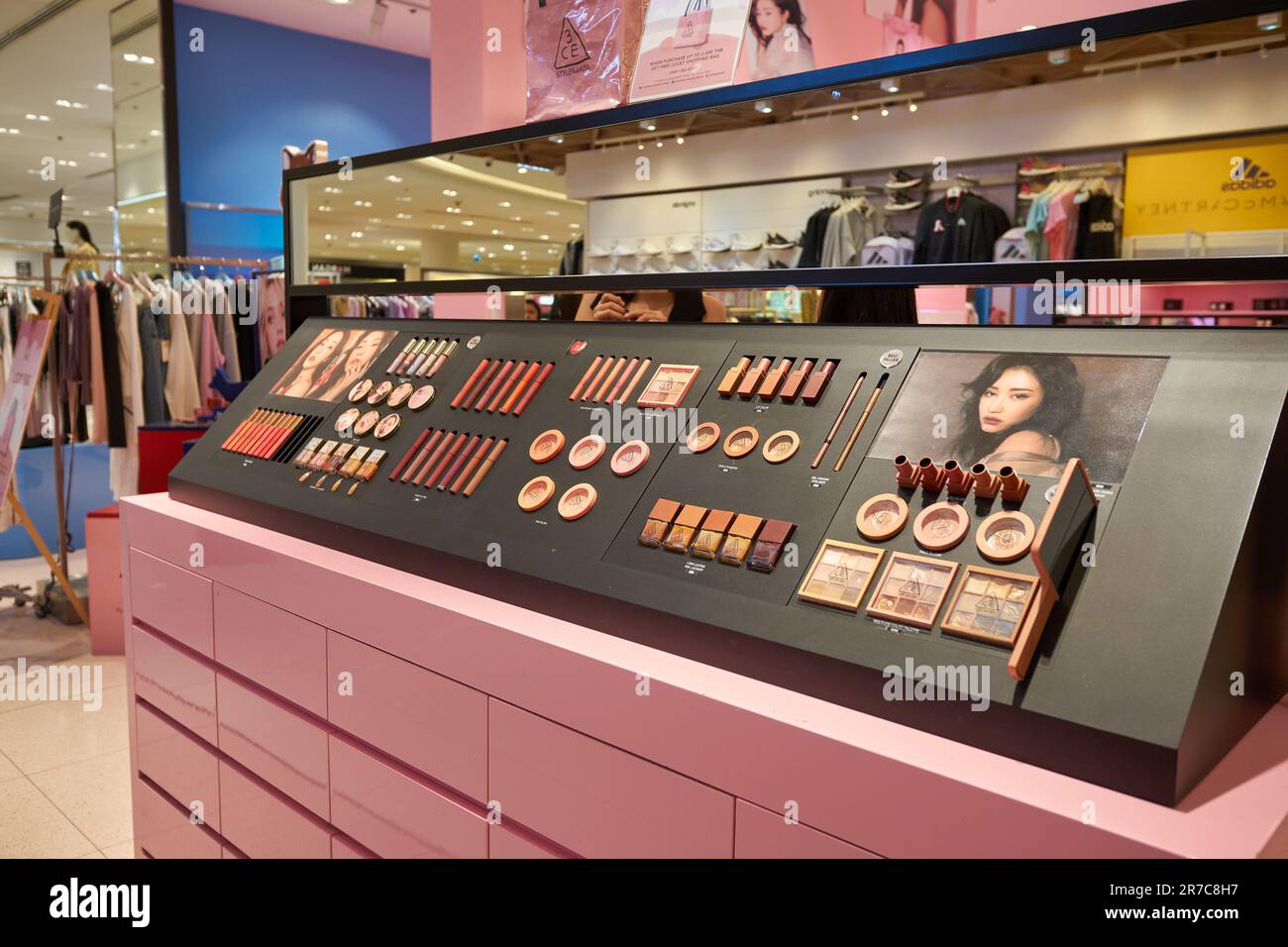 BANGKOK, THAILAND - CIRCA JANUARY, 2020: 3CE make up products displayed
