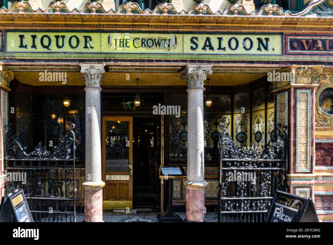 The Crown Liquor Saloon in Belfast, Northern Ireland. Dating back to 1826 it is one of Belfast’s most famous pub. Stock Photo