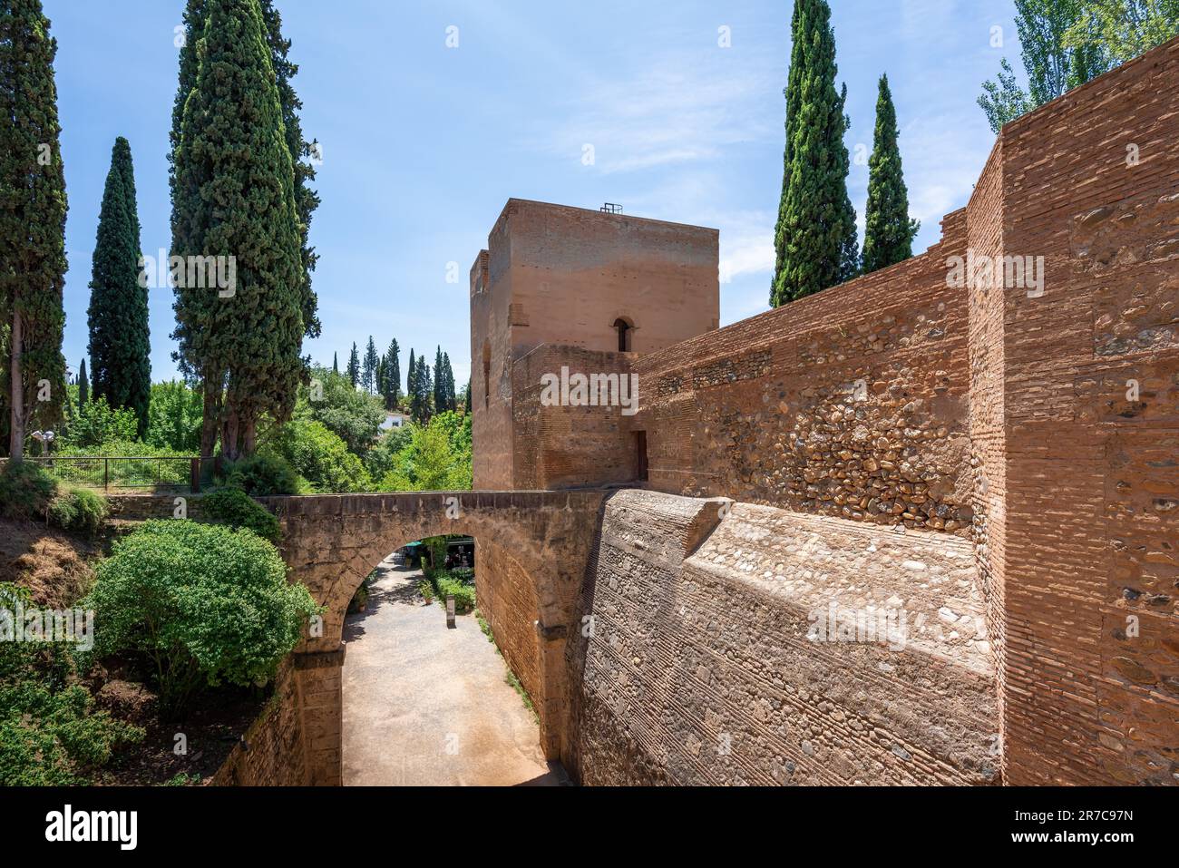 Water Tower (Torre del Agua) at Alhambra - Granada, Andalusia, Spain Stock Photo