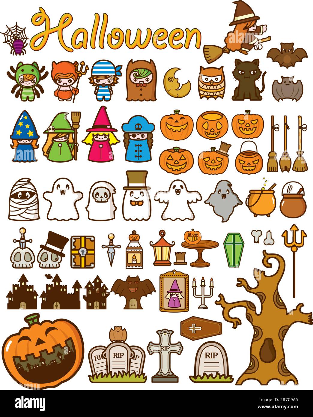 Illustration of Halloween Holiday Series. Stock Vector