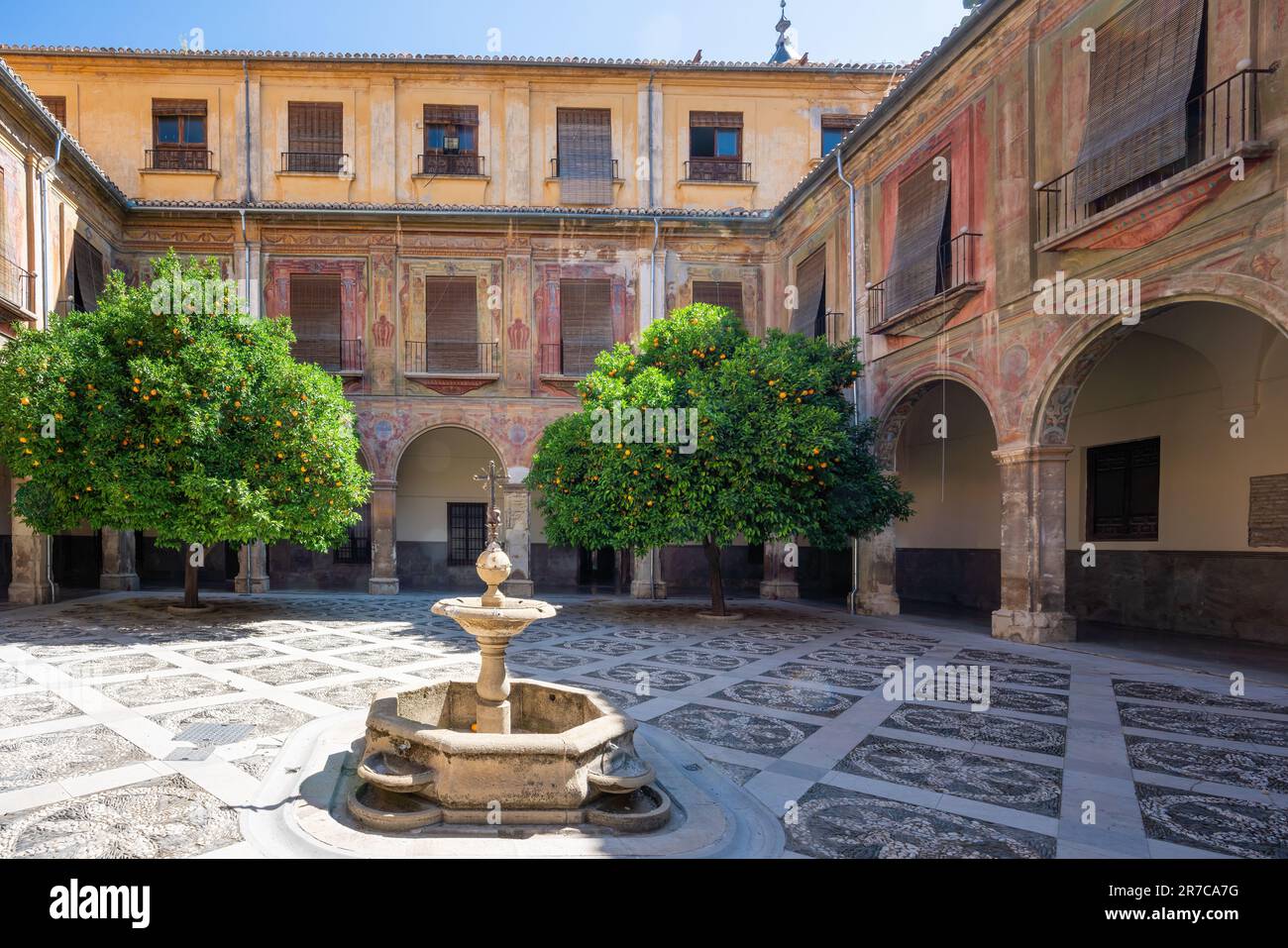 San Juan de Dios Hospital Courtyard - Granada, Andalusia, Spain Stock Photo