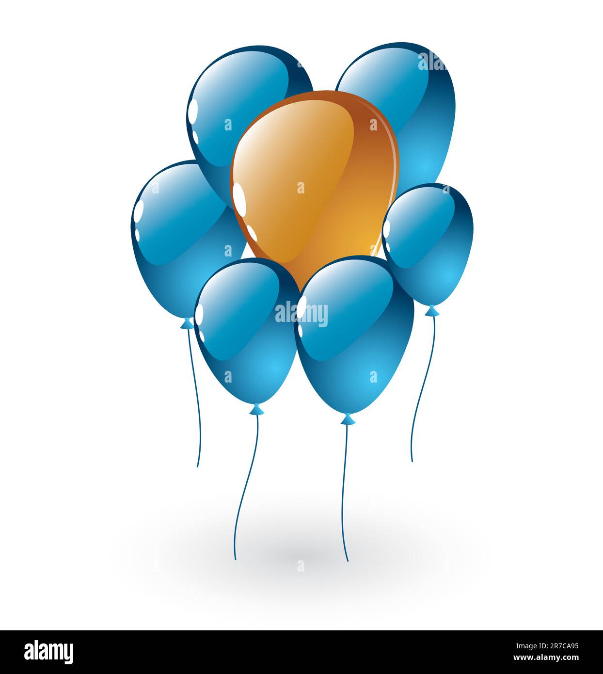 Vector brightly celebrating blue and orange balloons that are isolated ...