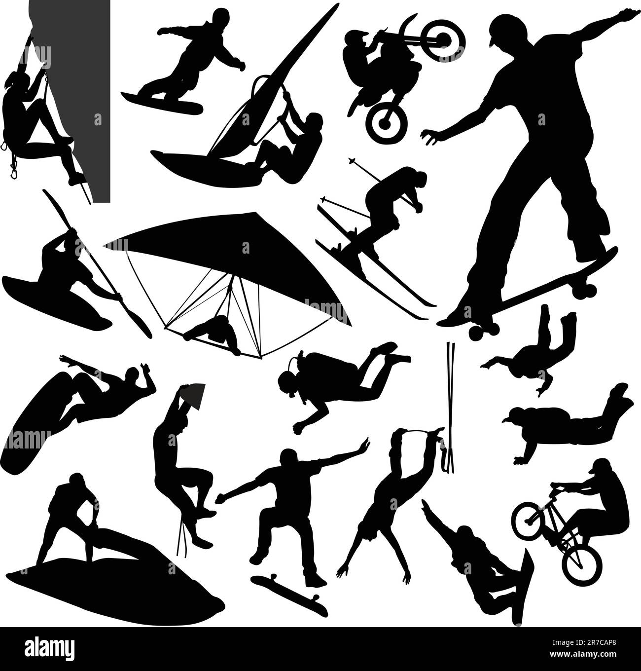 Extreme sport silhouettes vector illustration Stock Vector Image
