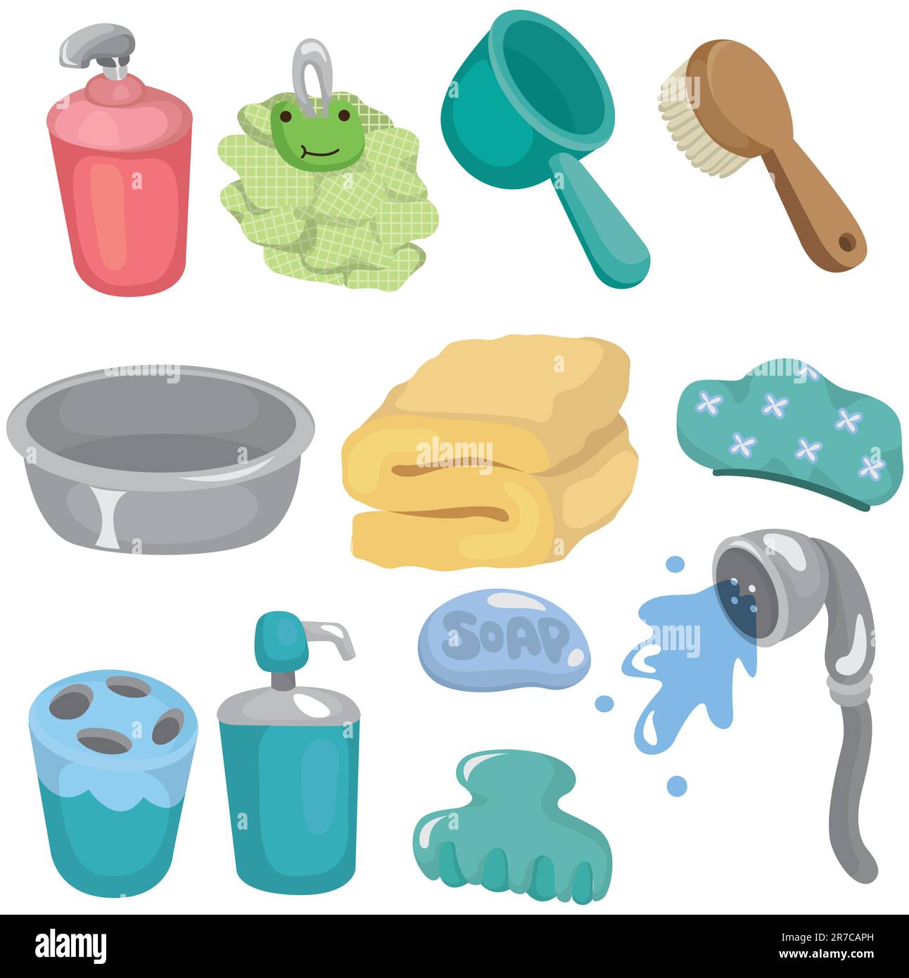cartoon Bathroom Equipment icon set Stock Vector Image & Art Alamy