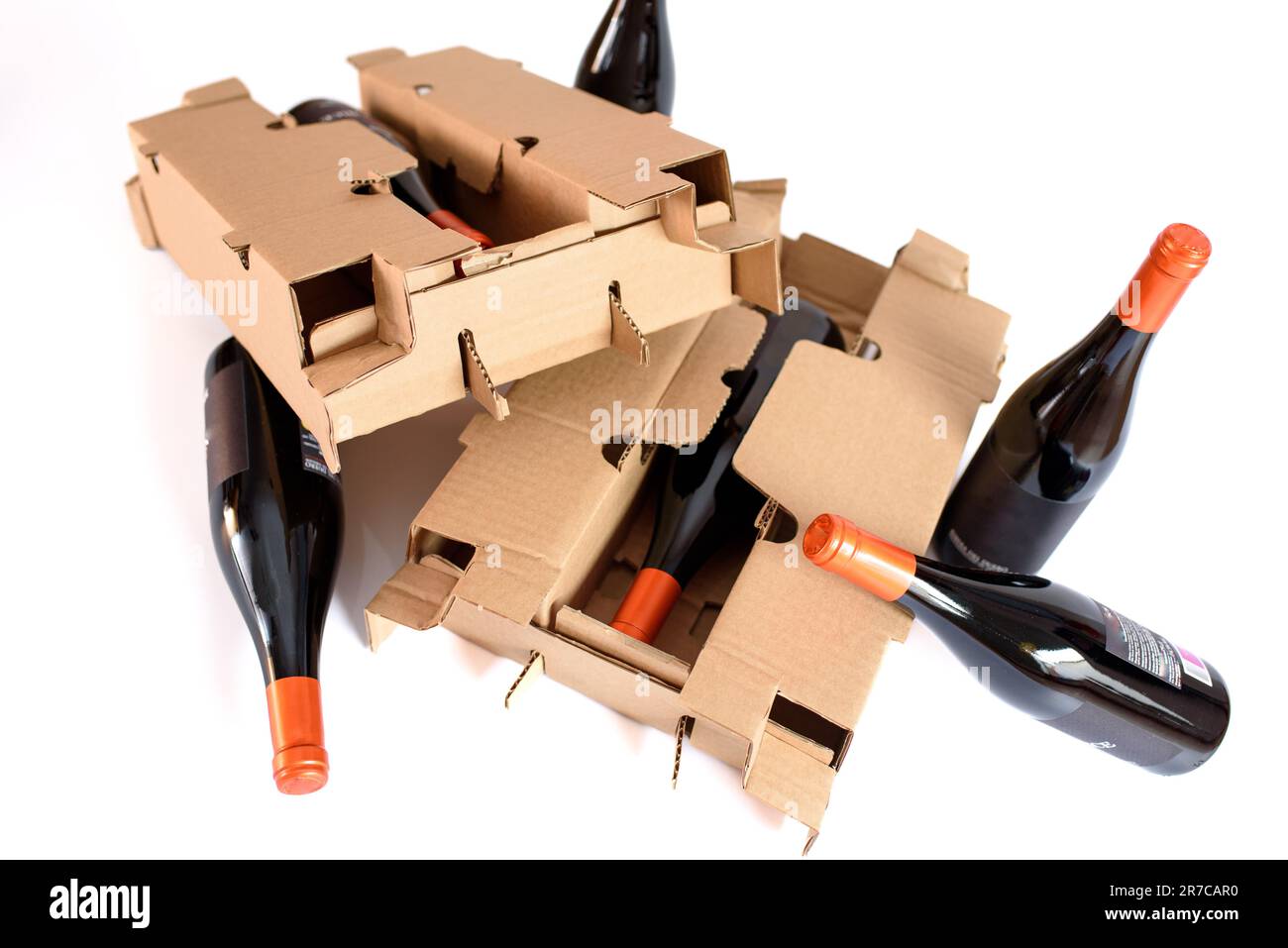 Cardboard boxes for transporting wine and sending it to wine clubs
