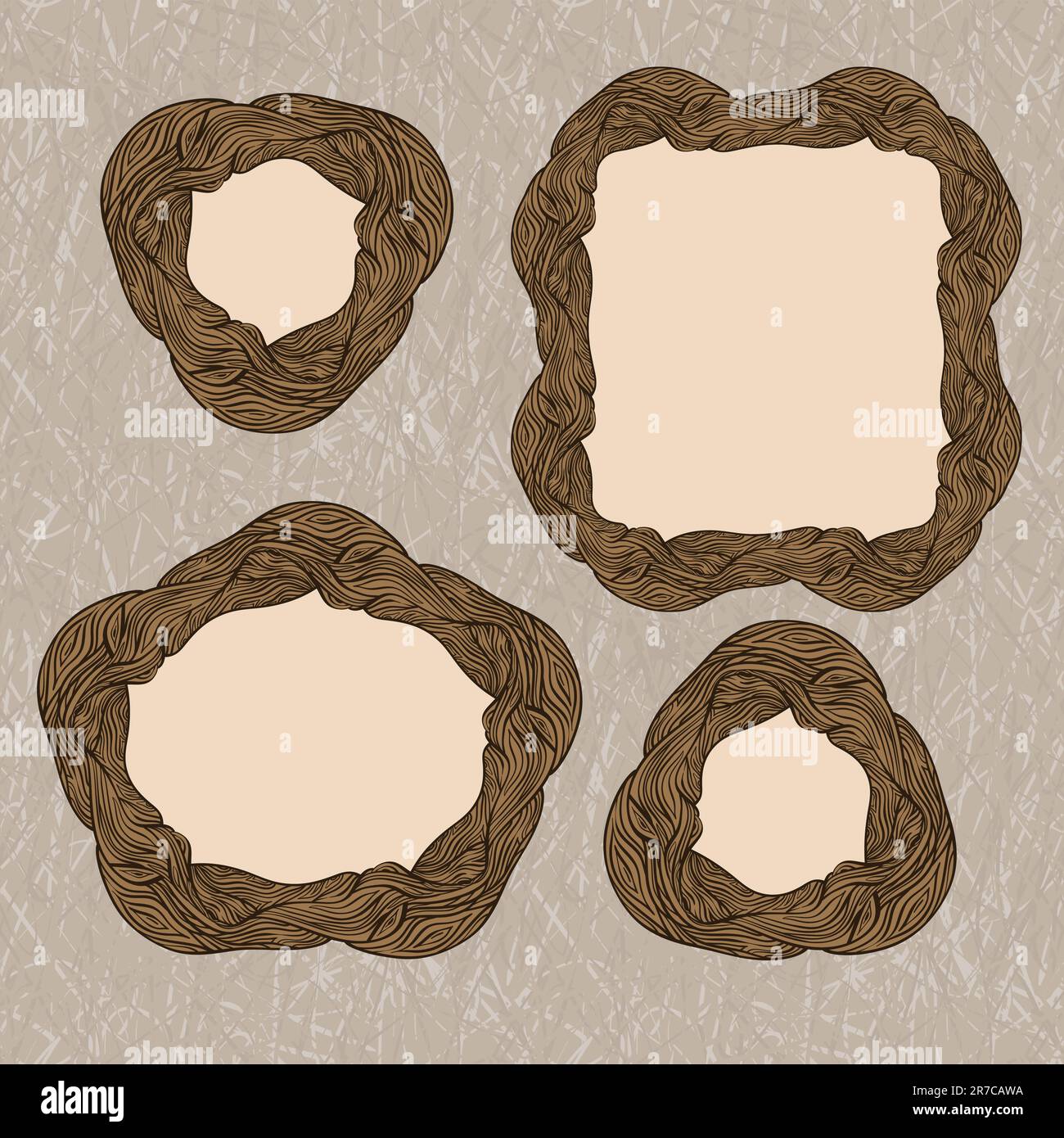 vector wooden oak frames on seamless grunge background, clipping masks ...