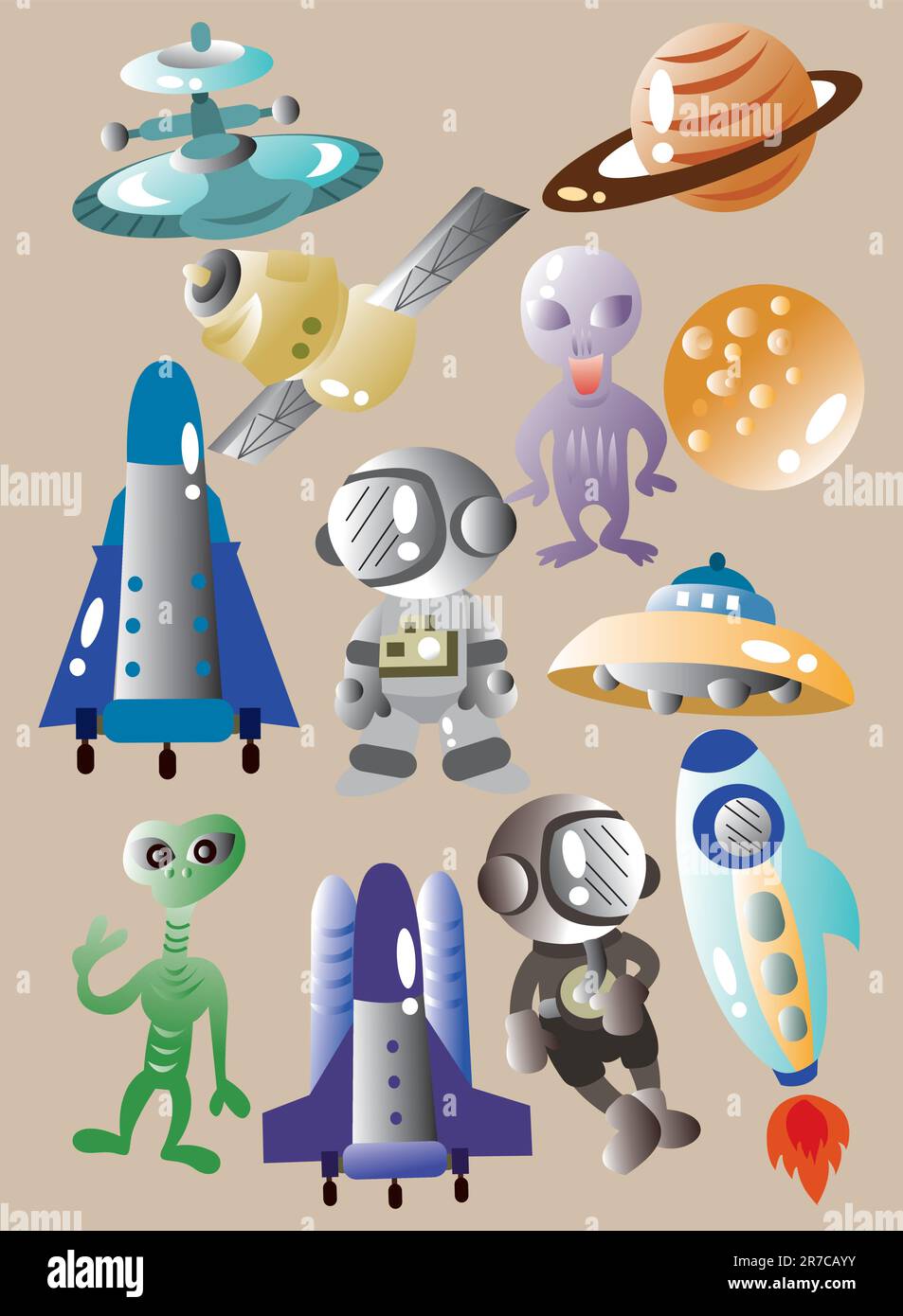 Cartoon Illustration of Space Objects and Fantasy Characters Set Stock  Vector Image & Art - Alamy