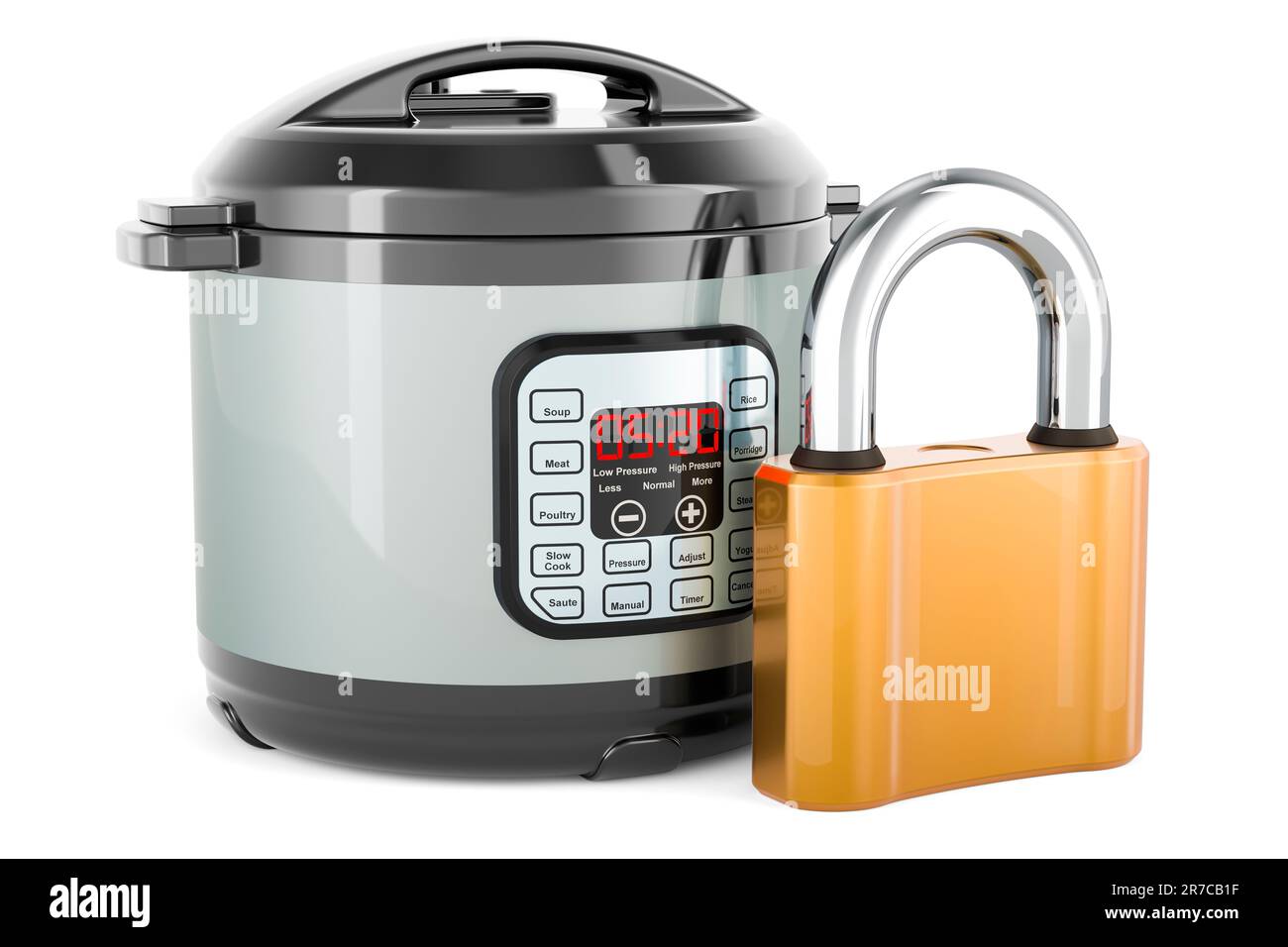 Automatic Multicooker with padlock. 3D rendering isolated on white ...