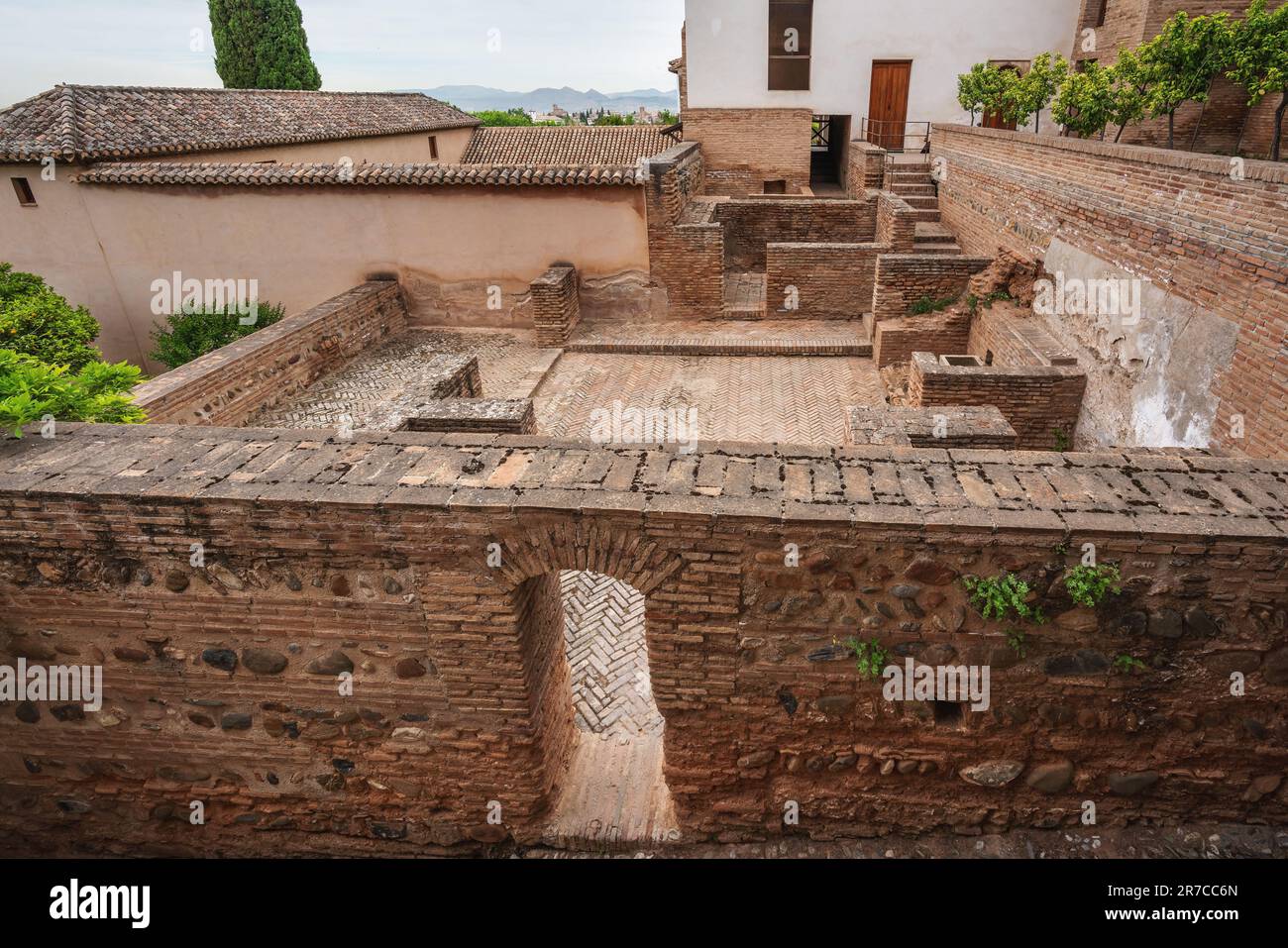 Ruins of Casa de los Amigos (Friends House) in Generalife Gardens of Alhambra - Granada, Andalusia, Spain Stock Photo