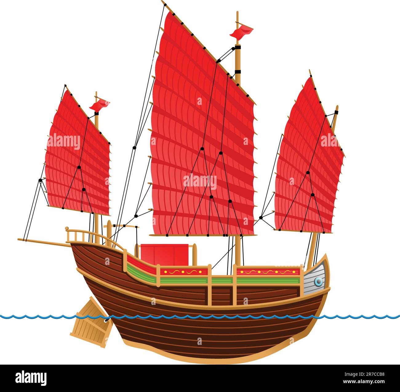 vector illustration of a chinese boat Stock Vector