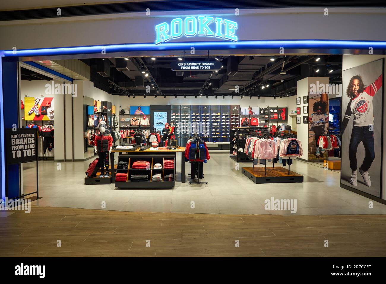 SHENZHEN, CHINA - 27 NOVEMBER, 2019: various sportswear on display at Rookie  store in One Avenue shopping centre Stock Photo - Alamy