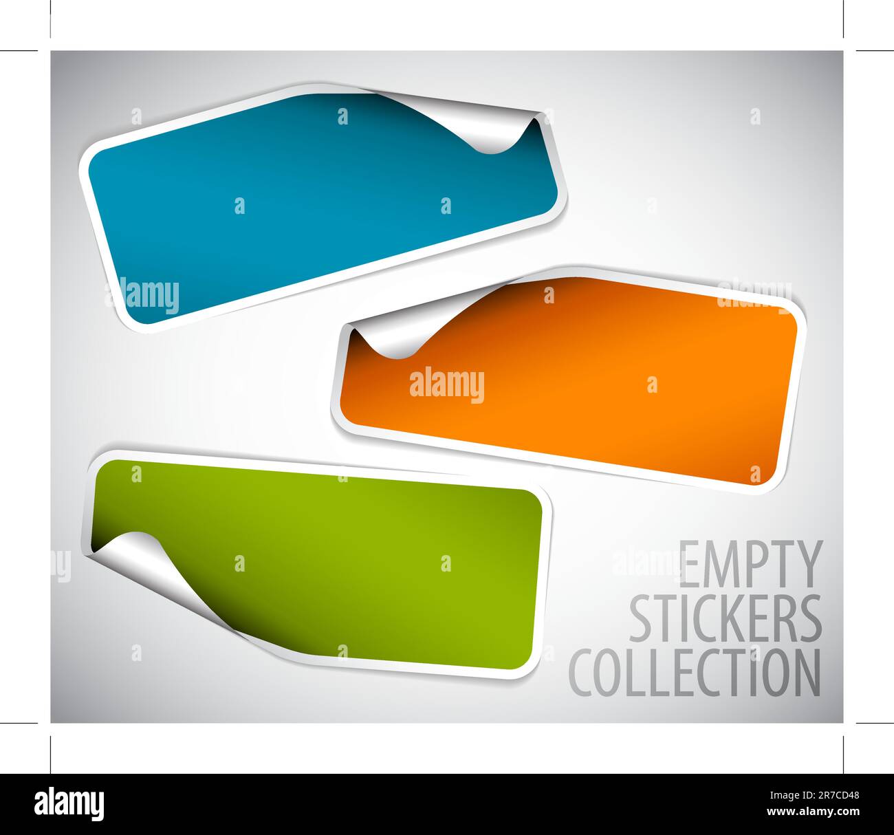 Set of blank rectangle labels with rounded corners Stock Vector Image