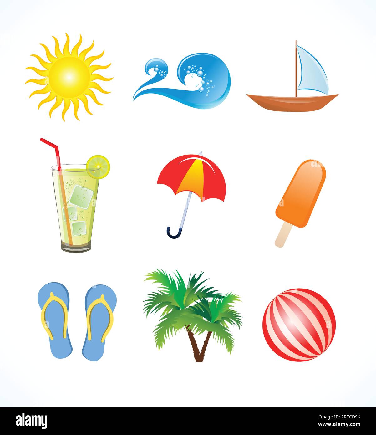 abstract summer icon set vector illustration Stock Vector