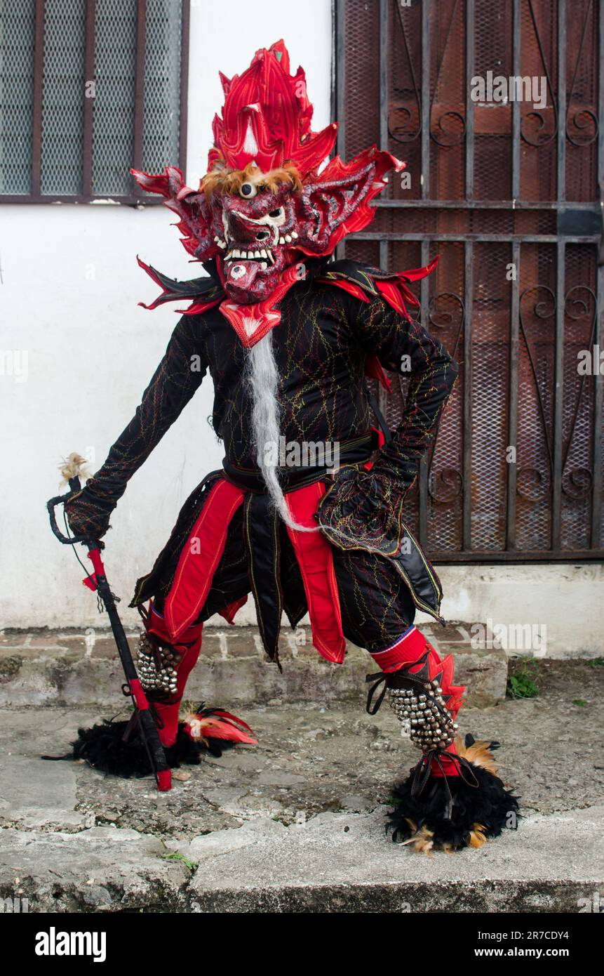 Typical dress of the character of the devil in the culture of the Congo Stock Photo