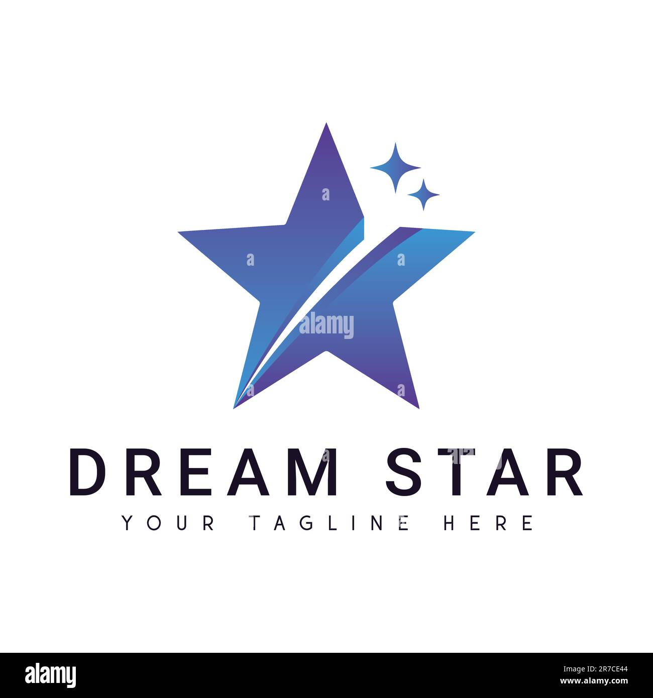 Reaching Dream Logo Design 3D Blue Star Logotype Stock Vector