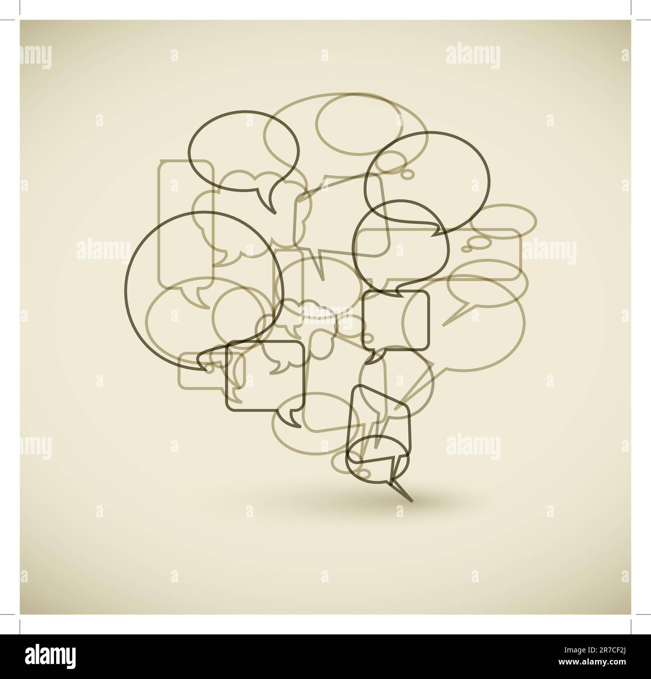 Big speech bubble made from small bubbles retro outline version Stock