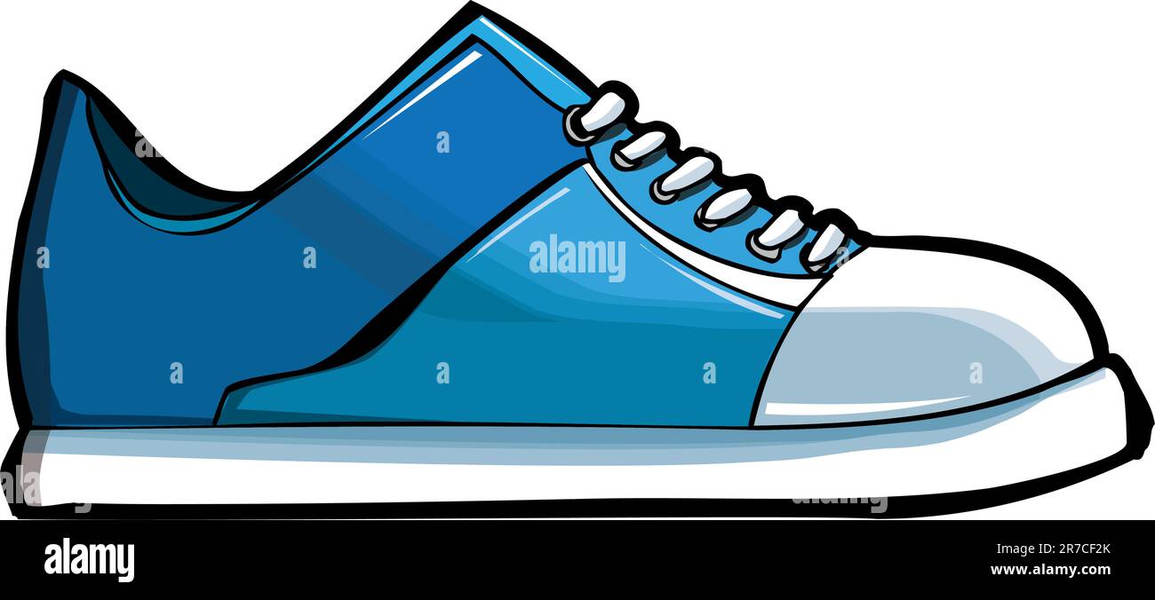 Blue sneaker or trainer. Isolated on white Stock Vector