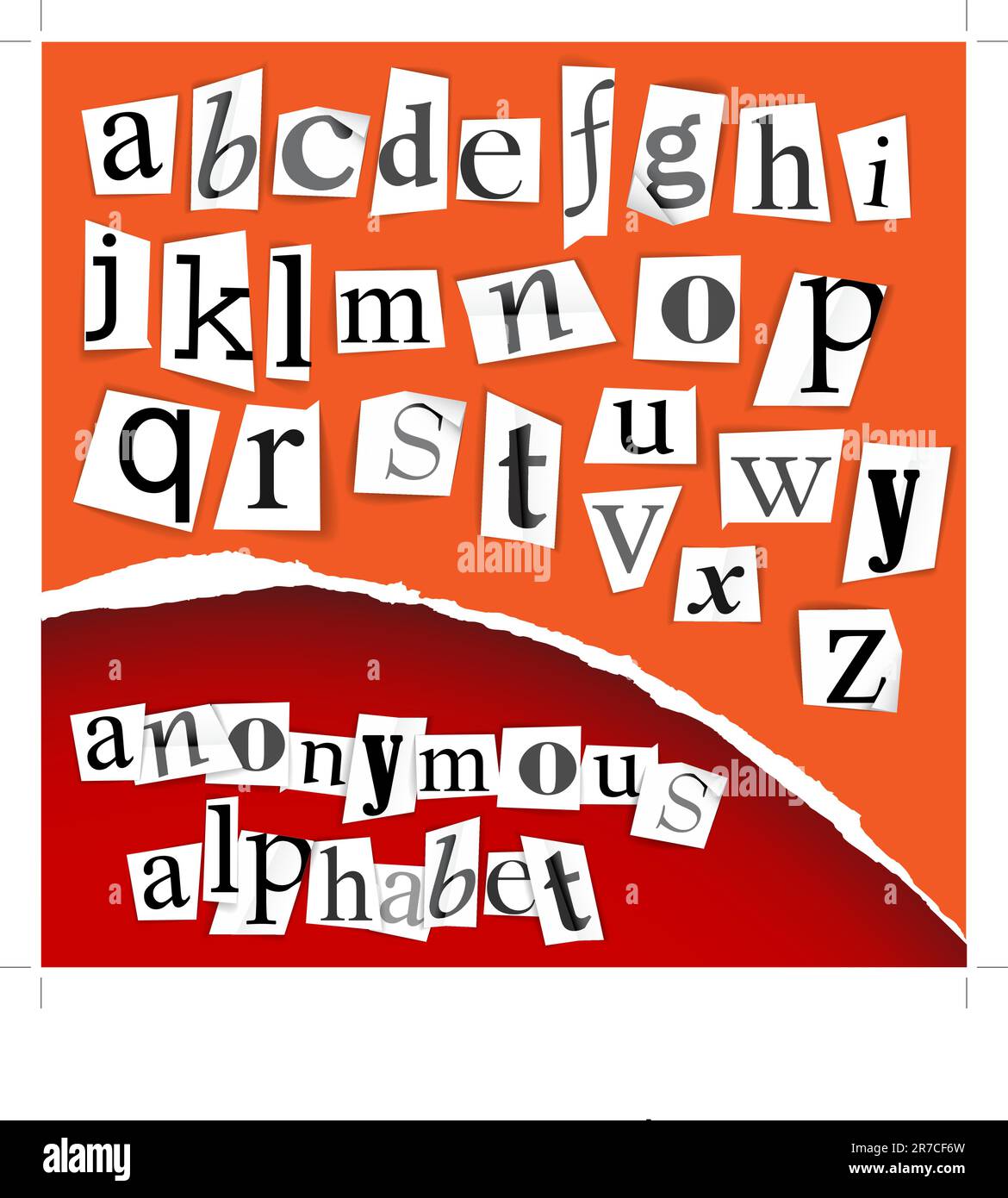 Anonymous alphabet  - white clippings on a red background Stock Vector