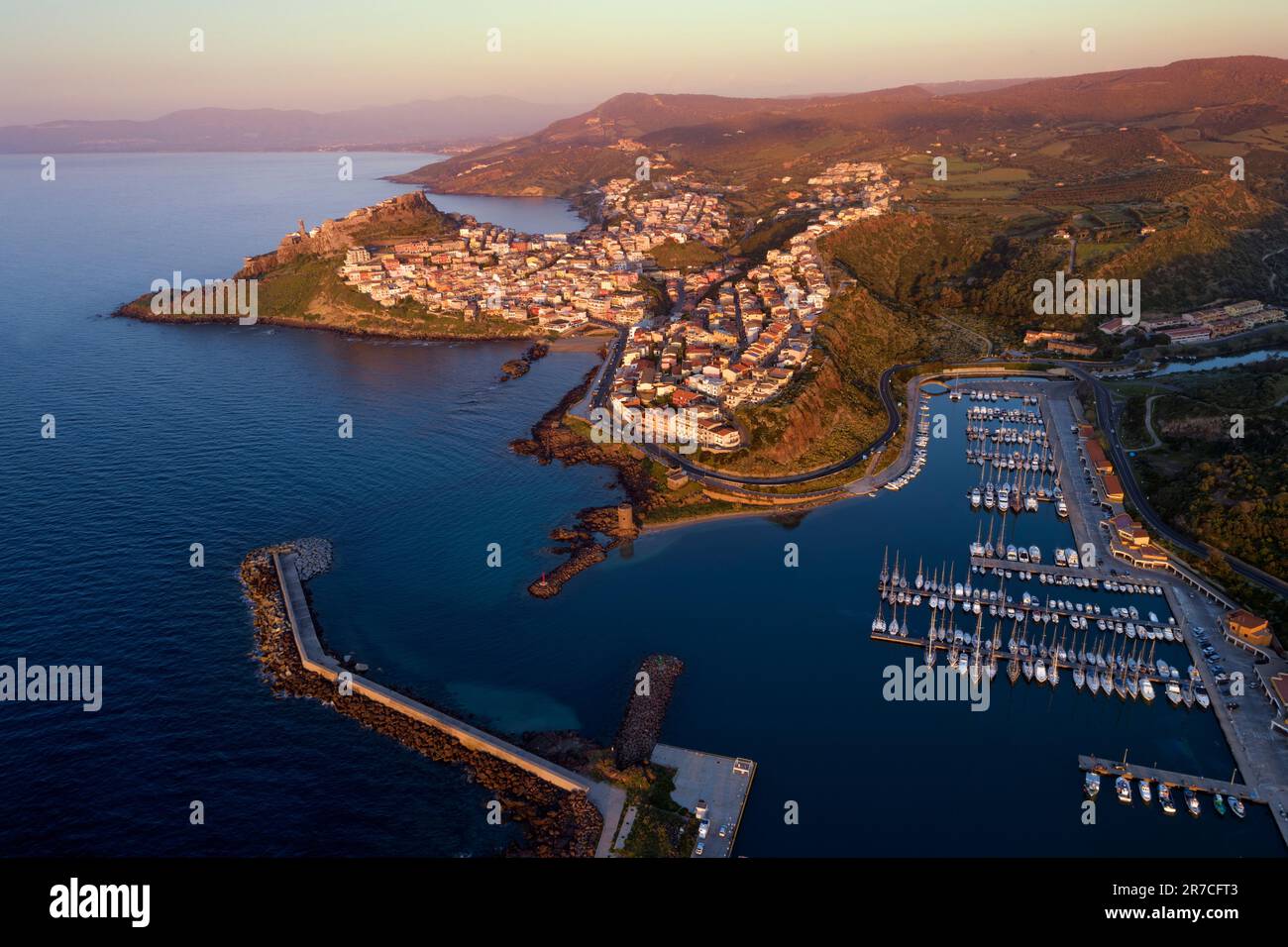 Sardinia Province of Sassari, port Castelsardo - Gulf of Asinara - yachts, marina Mediterranean Sea Stock Photo
