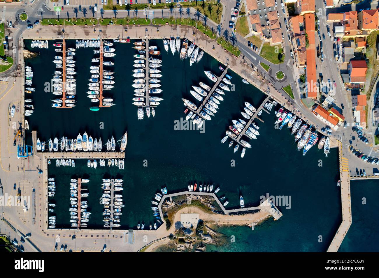 Sardinia, Gallura, Sassari - Palau Port Marina Mediterranean Sea Stock Photo