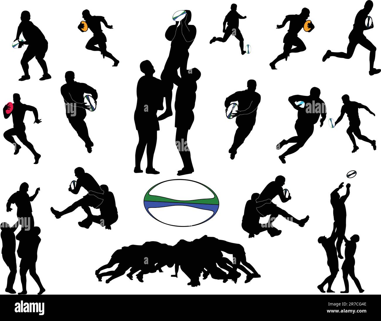 illustration of rugby players collection vector Stock Vector Image