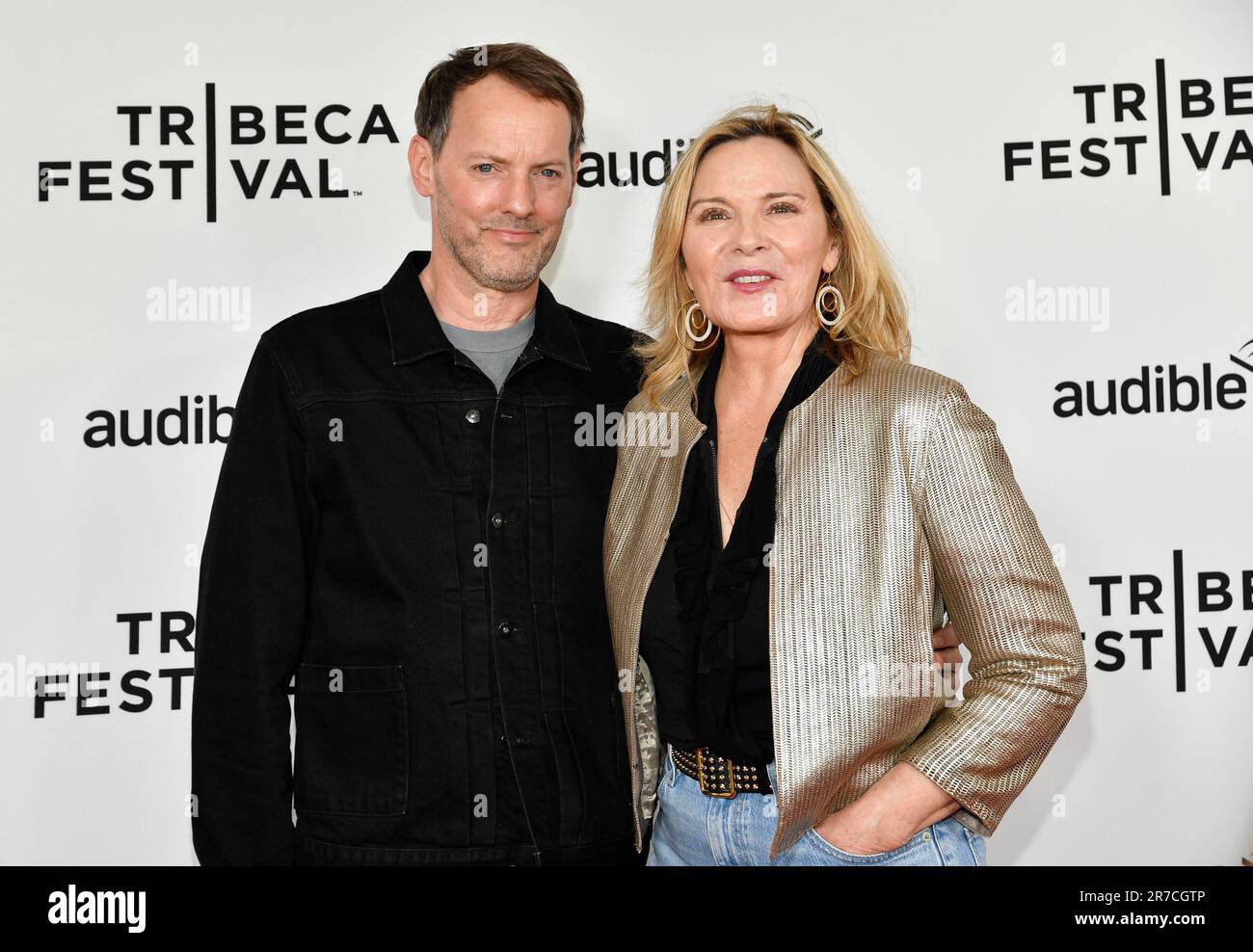 Kim Cattrall, right, and boyfriend Russell Thomas arrive at the Modern