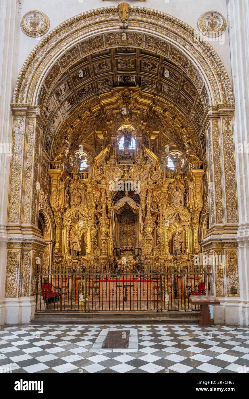 Our Lady of El Antigua Chapel (Capilla Virgen de La Antigua) at Granada Cathedral Interior - Granada, Andalusia, Spain Stock Photo