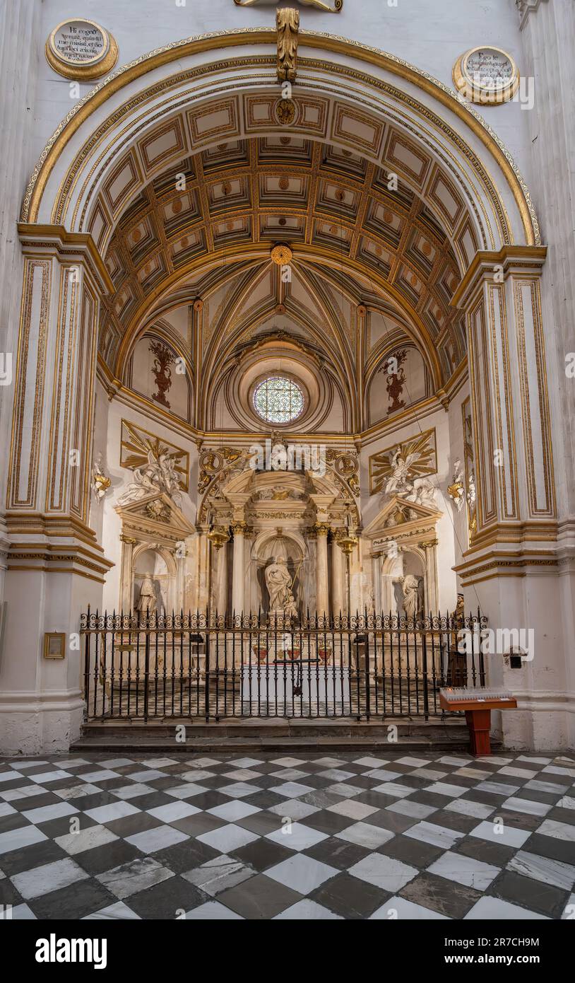 Saint Cecil Chapel (Capilla San Cecilio) at Granada Cathedral Interior - Granada, Andalusia, Spain Stock Photo