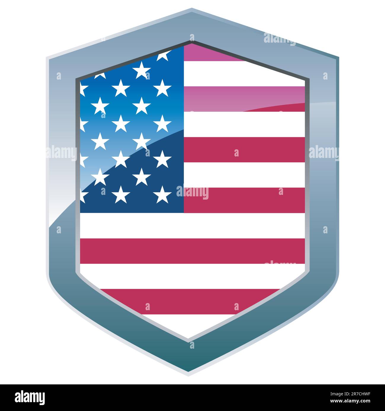Silver shield with American flag Stock Vector