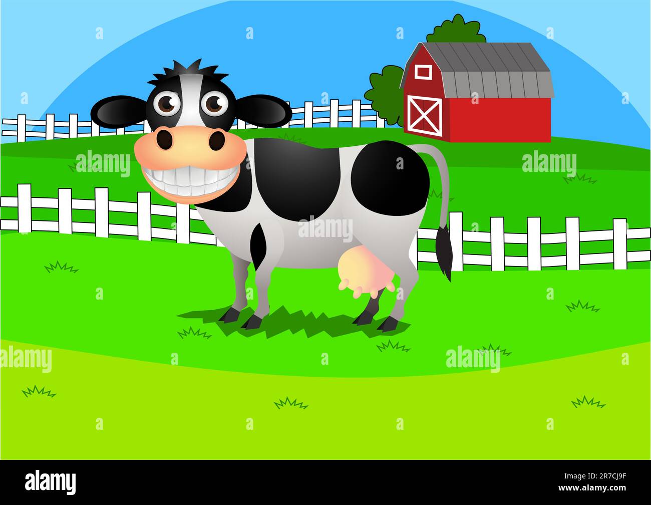 White cow in field Stock Vector Images - Alamy