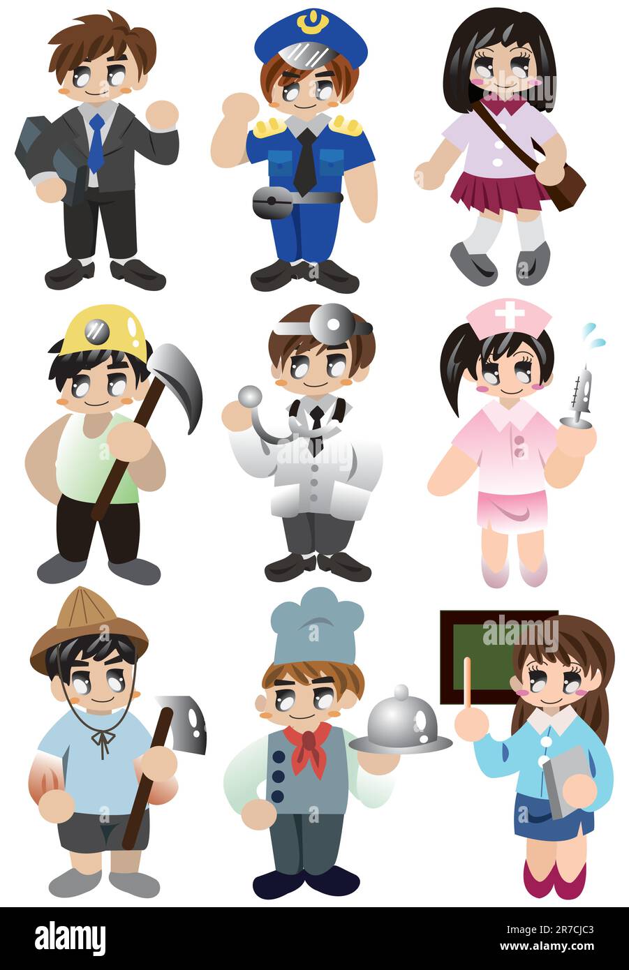 Cartoon People Work Icon Set Stock Vector Image & Art - Alamy