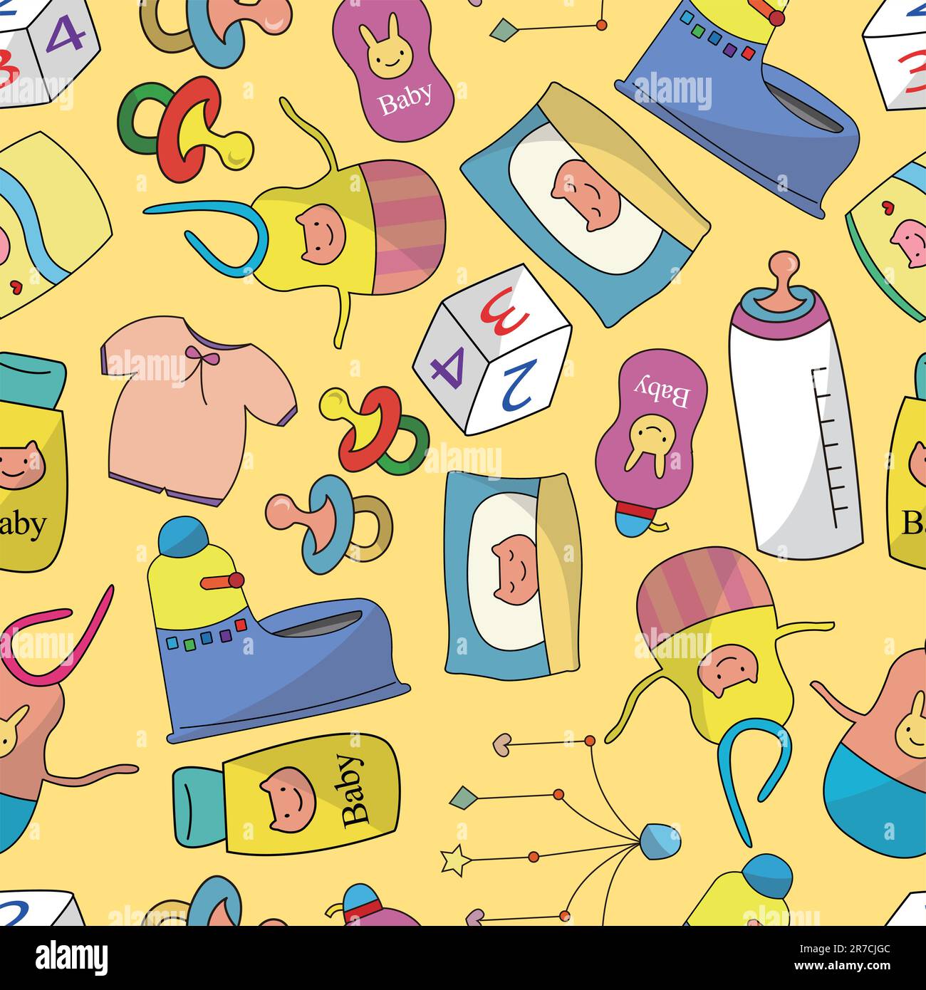 cartoon baby thing seamless pattern Stock Vector Image & Art - Alamy