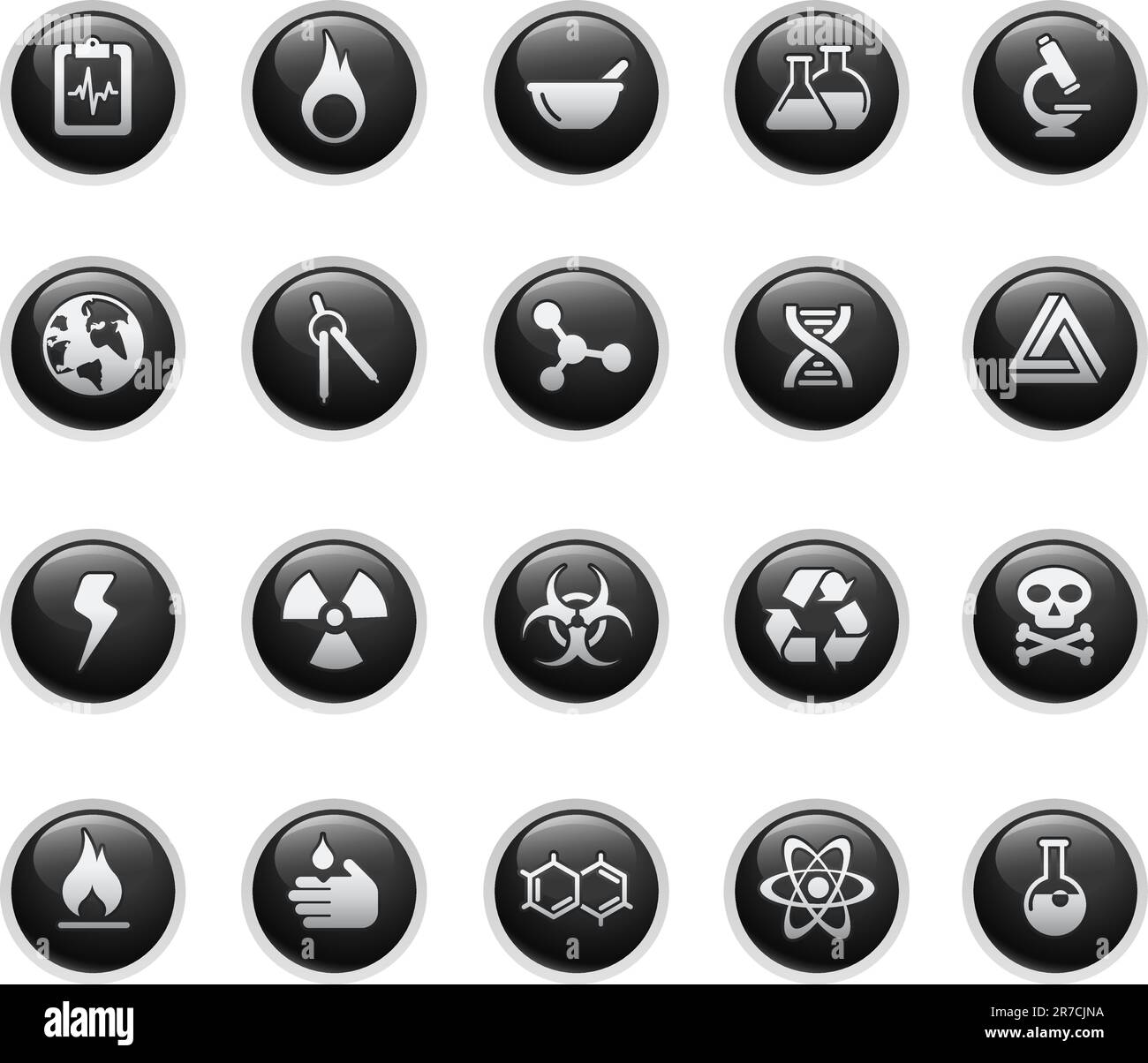 Chemical flask icons set Black and White Stock Photos & Images - Alamy