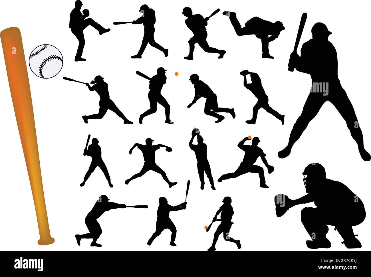 baseball players silhouettes vector Stock Vector Image & Art Alamy