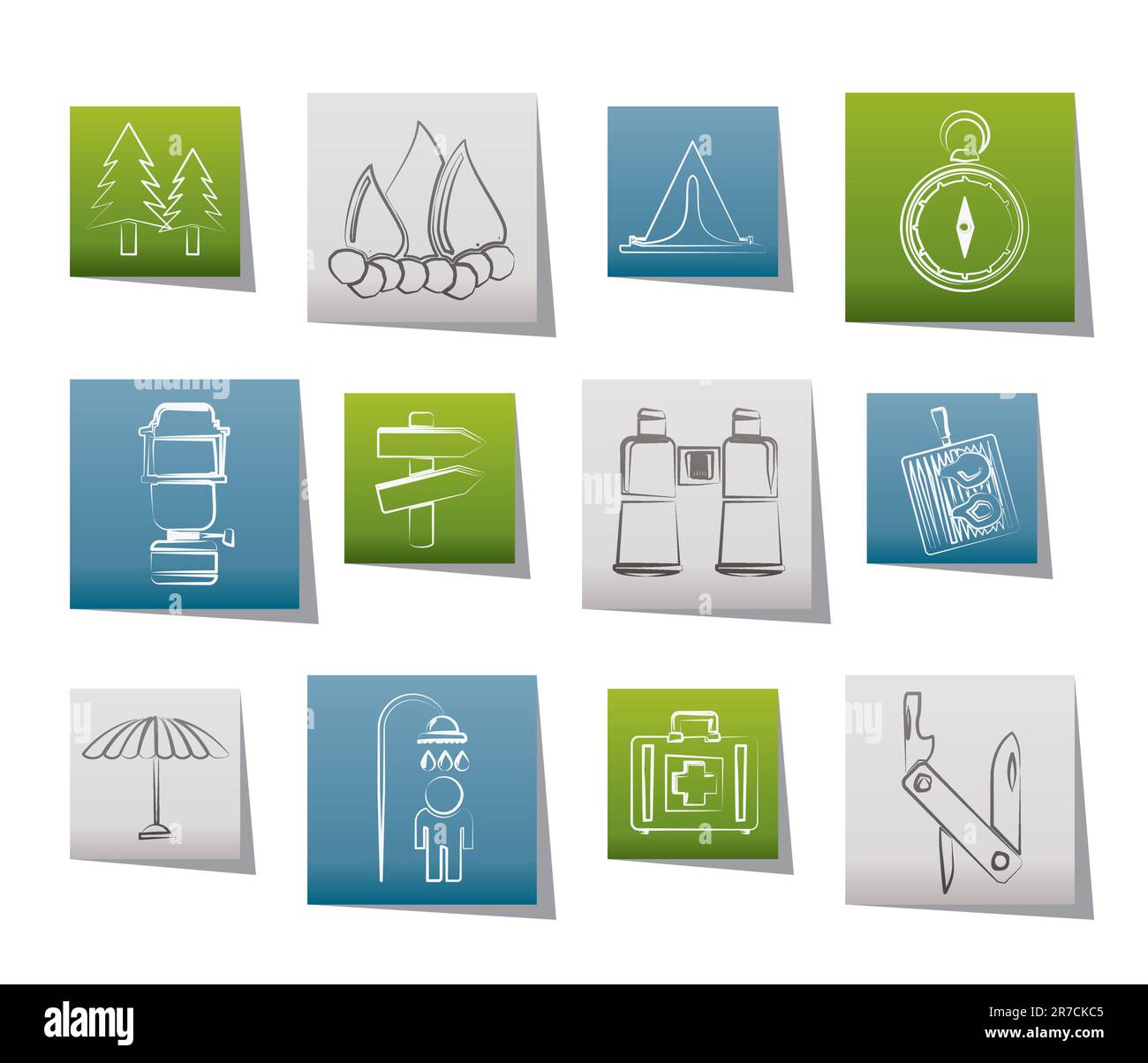 Camping, travel and Tourism icons - vector icon set Stock Vector Image ...