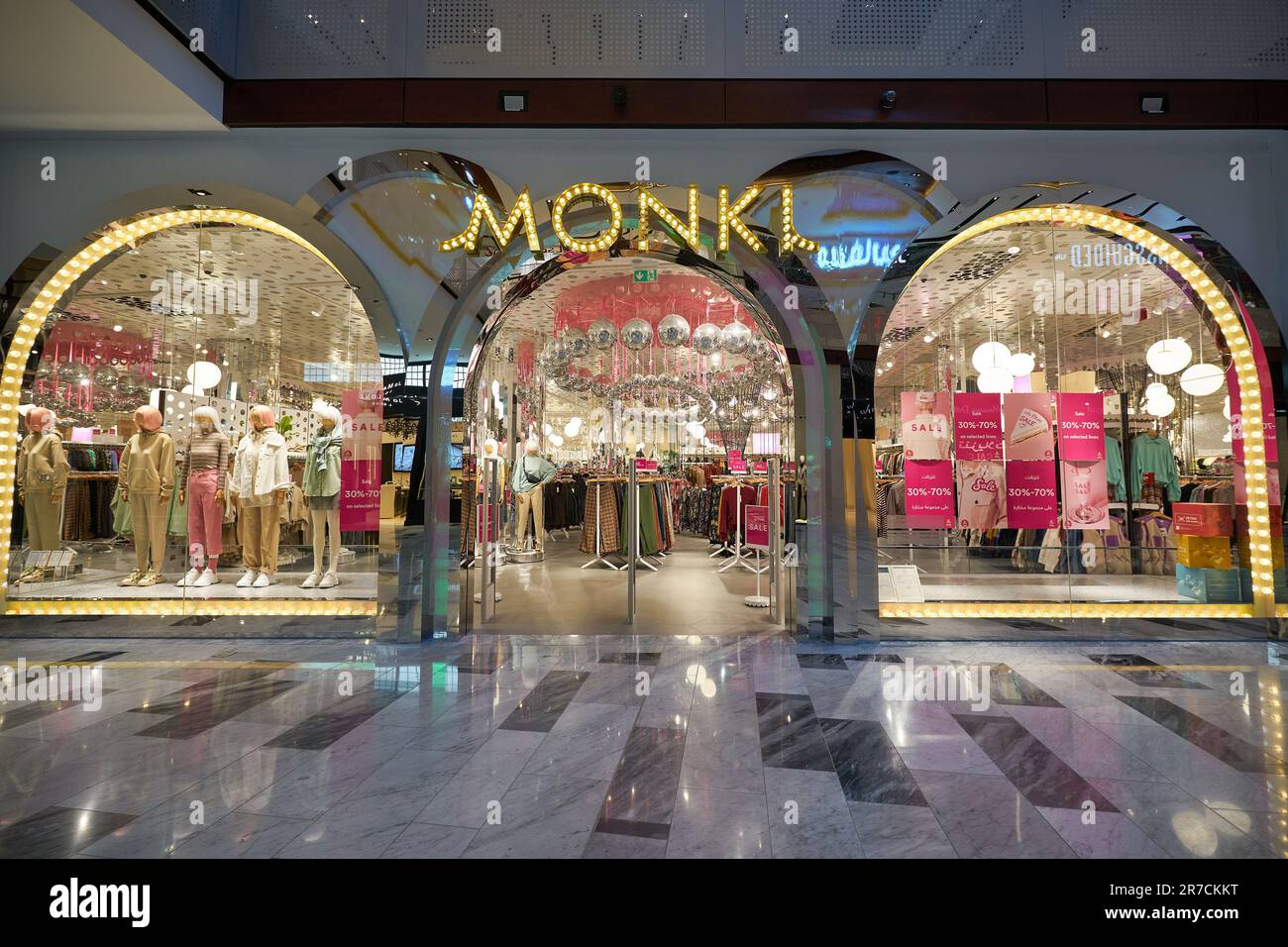 ABU DHABI, UAE - CIRCA JANUARY, 2020: entrance to Monki store at shopping center in Abu Dhabi. Stock Photo