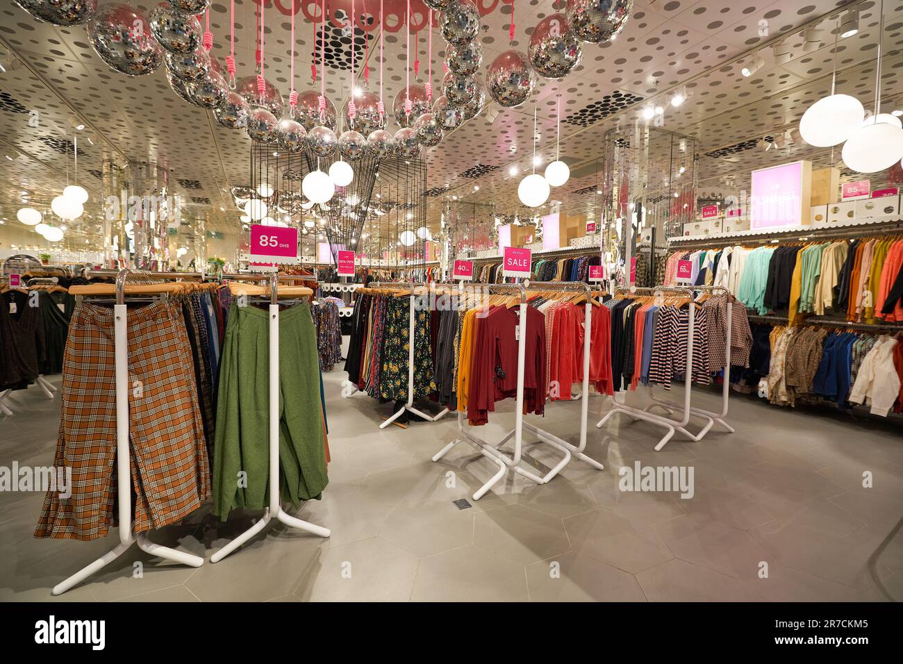 ABU DHABI, UAE - CIRCA JANUARY, 2020: interior shot of Monki store at shopping center in Abu Dhabi. Stock Photo